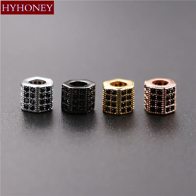 Бусины циркониевые с микрозакрепкой 4 цвета черный/серебристый/Золотой/розовое