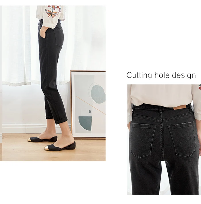 LEIJIJEANS, Новинка осени, повседневный стиль, Классические черные джинсы размера плюс, высокая талия, полная длина, хлопковые Свободные Женские джинсы-шаровары, 7356(R