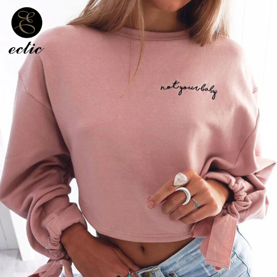 Кроп Топ Свитшот Спортивная Кофта С Вышивка Буква Текст Хип Хоп Женщина Одежда