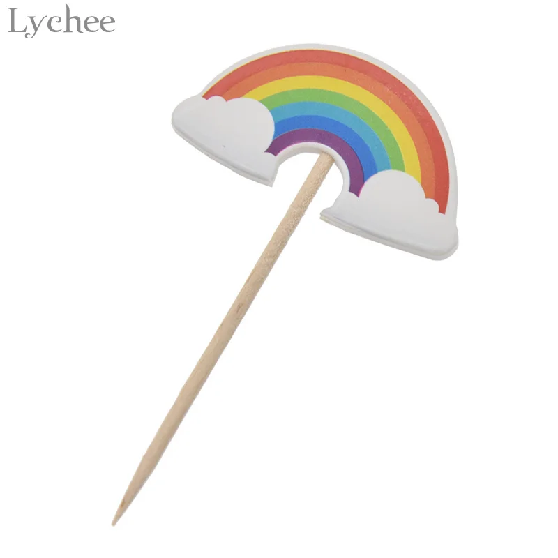 Lychee Life 24 шт. Мультяшные радужные топперы для кексов детские украшения дня