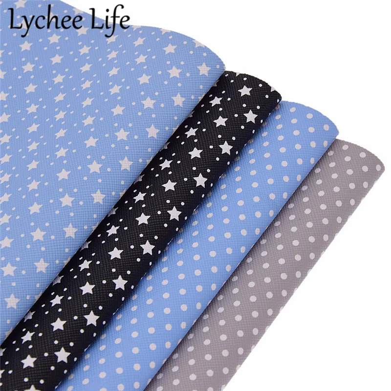 Lychee Life Dots напечатаны звезды кожа ткань A4 красочные 29x21 см PU ткань DIY ручной работы швейная одежда аксессуары