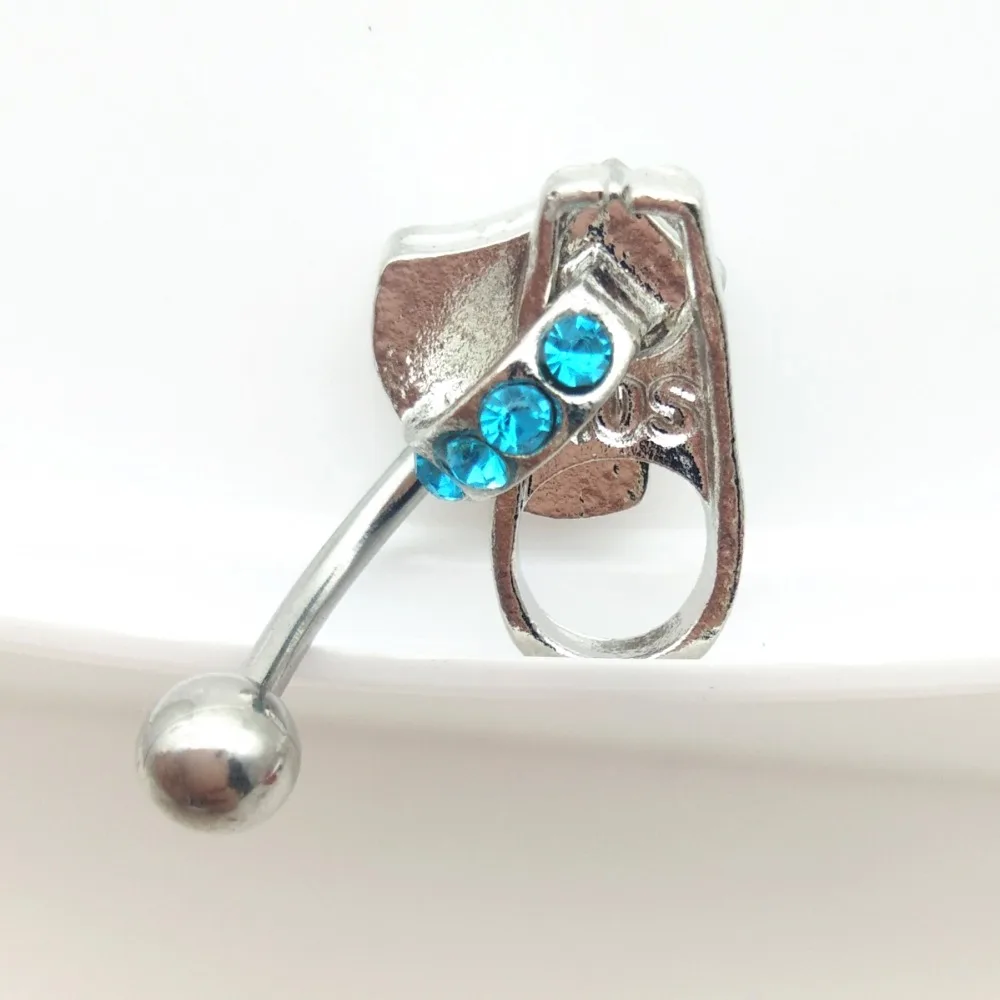 Творческий особая мода молнии пупка кольца штанга для пирсинг ювелирные изделия