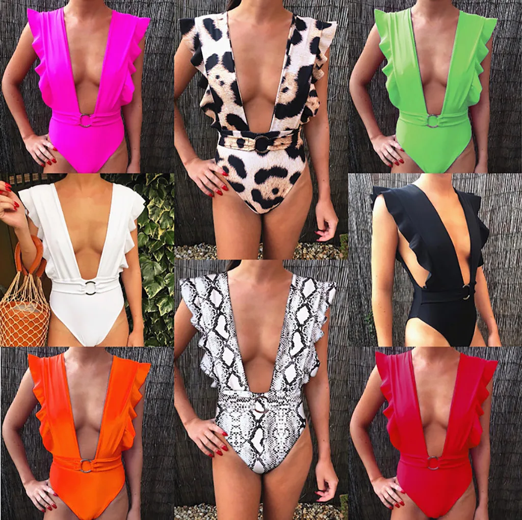 Женский бикини сплошной купальник цельный бюстгальтер пляжная одежда женский с