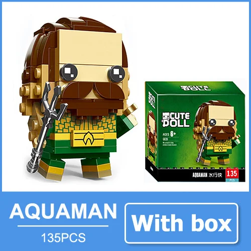 Aquaman with box Бэтмен чудо-женщина Супермен флеш-игрушки блоки мини фигурка акваман киборг кукла супергероя персонажи фильмов подарок для мужчин - Цвет: Aquaman with box