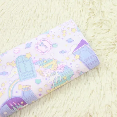 

half yard thicken cotton fabric with cartoon cute unicorn print, handmade DIY bag garment cloth 100% cotton B306