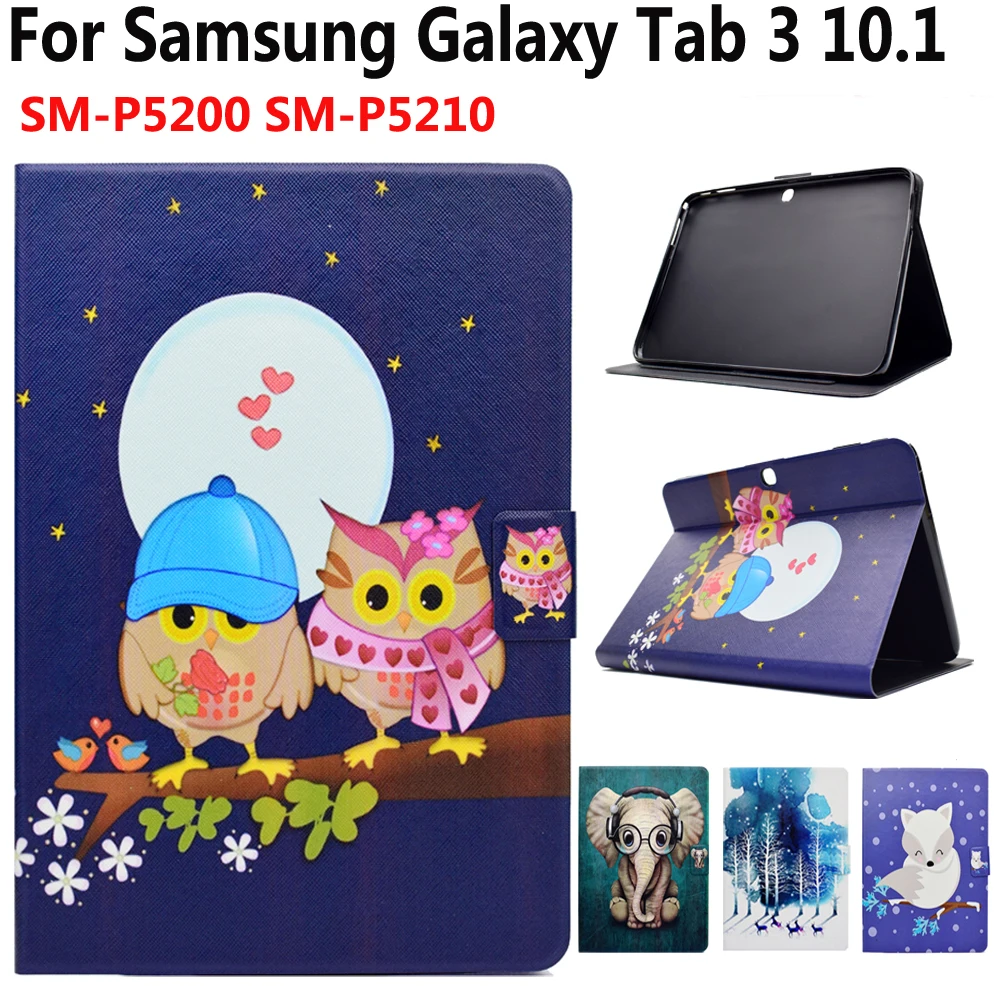 Сова Слон милый мультфильм чехол для Samsung Galaxy Tab 3/Tab3 10 1 P5200 P5210 P5220 флип