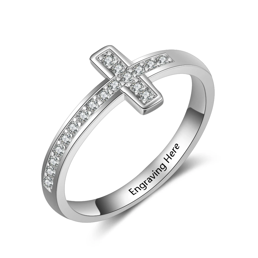 

Personalized Cross Rings For Women Cubic Zirconia Rings Fashion Women Jewelry Gift (RI103801)
