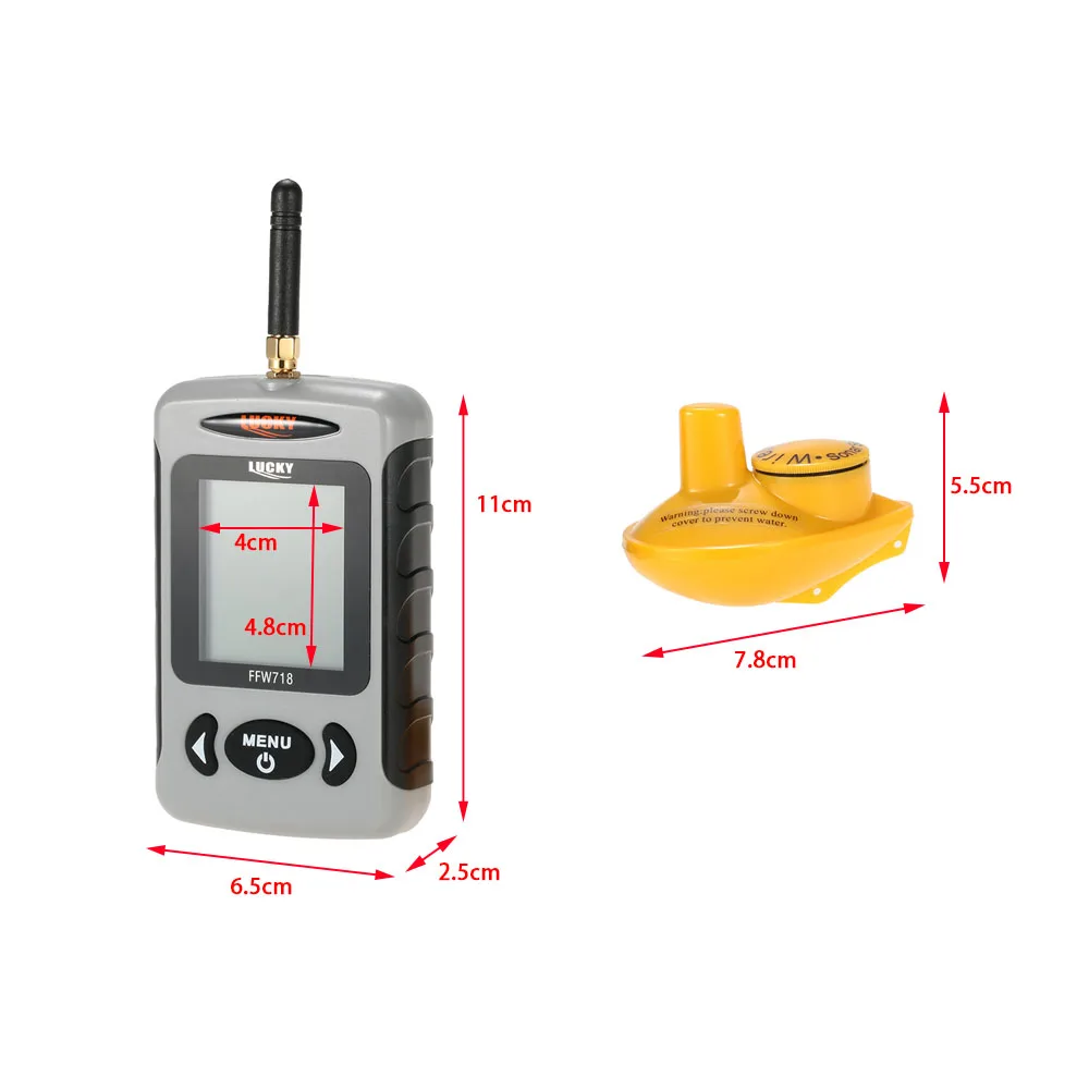 

LUCKY FFW718 Fish Finder Professional Sounder Wireless Sonar Fishfinder with Dot Matrix Fish Finder Fishing Probe Detector