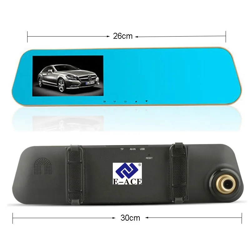 E-ACE Автомобильный видеорегистратор заднего вида Камера зеркало Авто Dashcam видео