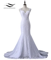 solovedress new style 2019 sweetheart beautiful lace tulle wedding dress vestido de noiva mermaid bridal gown with straps slw718
