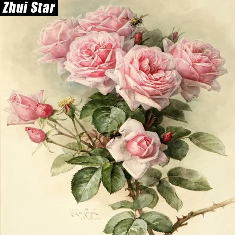 

Full Square Diamond 5D DIY Diamond Painting "Flowers and bees" Embroidery Cross Stitch Rhinestone Mosaic Painting Home Decor