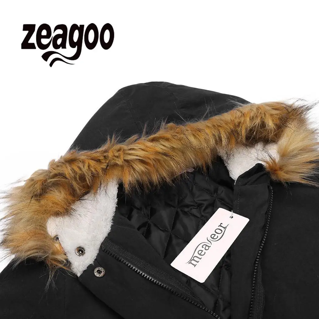 Zeagoo однотонное повседневное теплое пальто из искусственного меха с капюшоном и