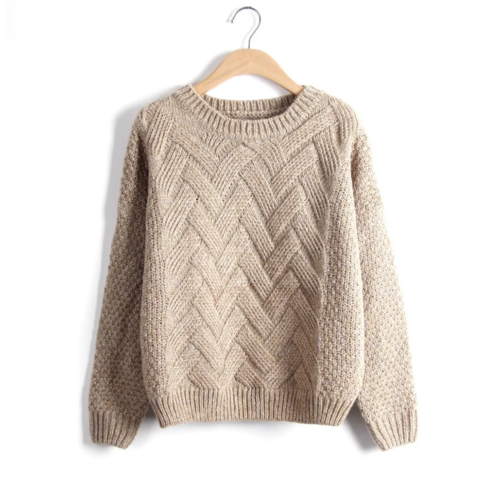 2019 повседневные женские осенне-зимние теплые пуловеры свитер с круглым вырезом и