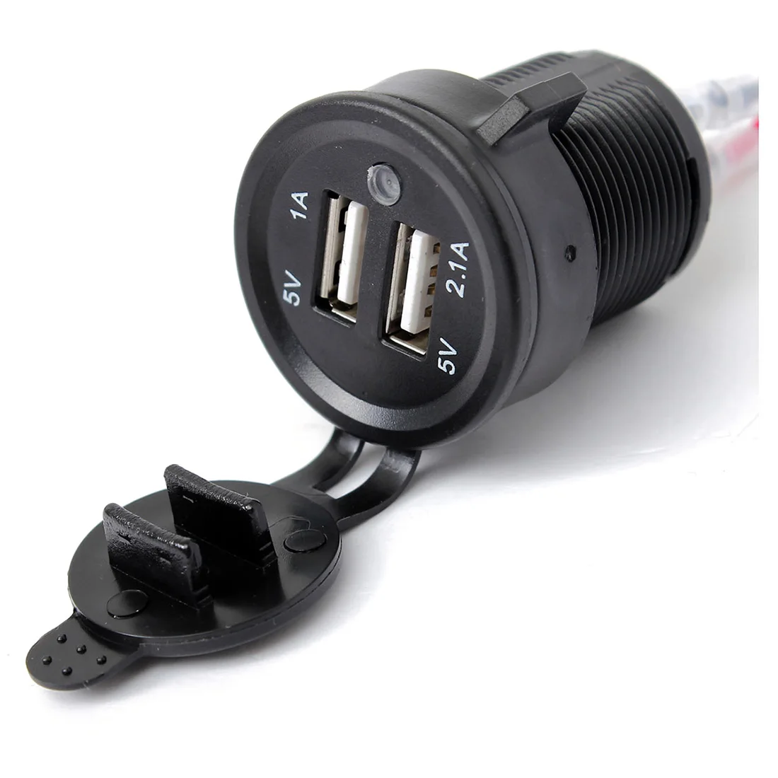 12V двойная USB розетка для автомобильного прикуривателя Зарядное устройство адаптер питания 60 см кабель предохранитель черный