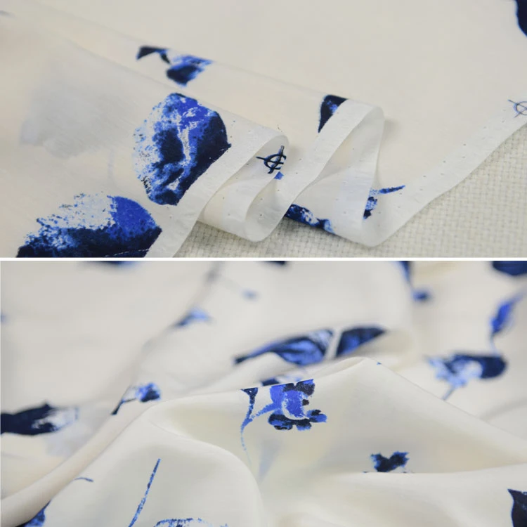 Синие листья принт очень красивые шелковые хлопчатобумажная ткань 55 &quotШирина 12