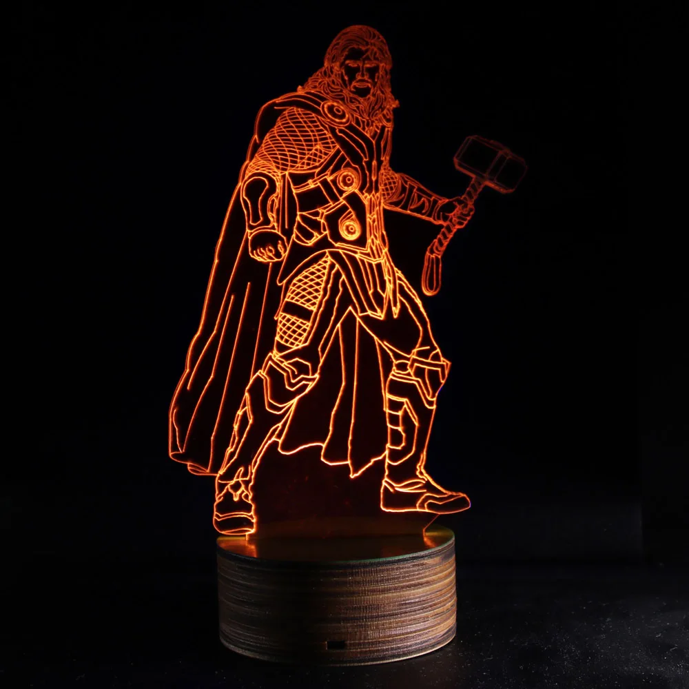 Мстители Тор 3D Визуальный ночник Lampara Luz De Светодиодная лампа дистанционное