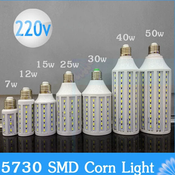 SMD 5630 Светодиодная кукурузная лампа AC220V осветительная E27 E14 E40 основа