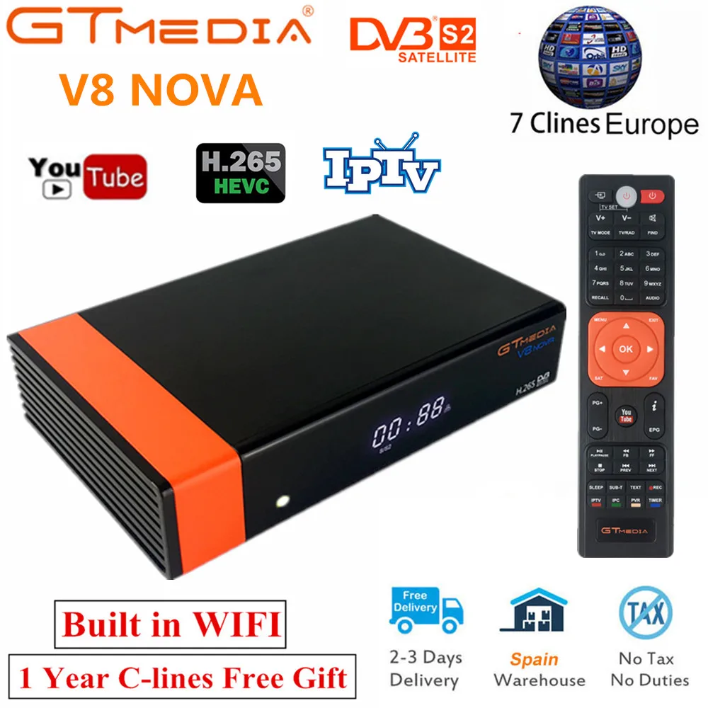 GT медиа V8 Nova DVB-S2 спутниковый ресивер Супер новая версия H.265 встроенный wifi