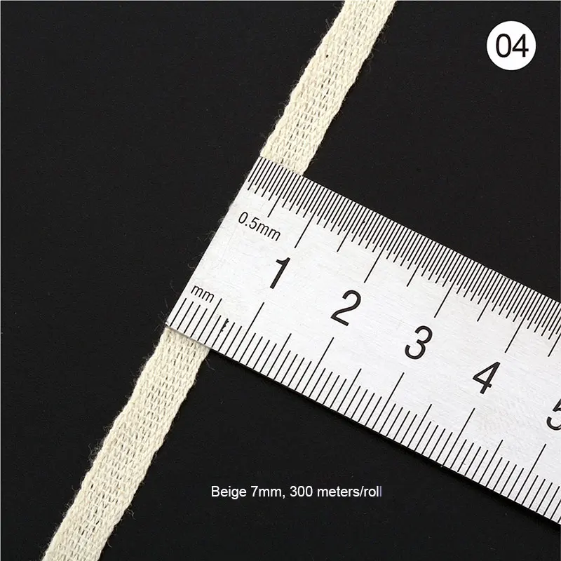 7mm beige 300meters 220/280/300 метров 5 мм/7 мм ширина хлопок лямки Швейные аксессуары ленточный ремешок лента белый/бежевый/черный для одежды сумка - Цвет: 7mm beige 300meters