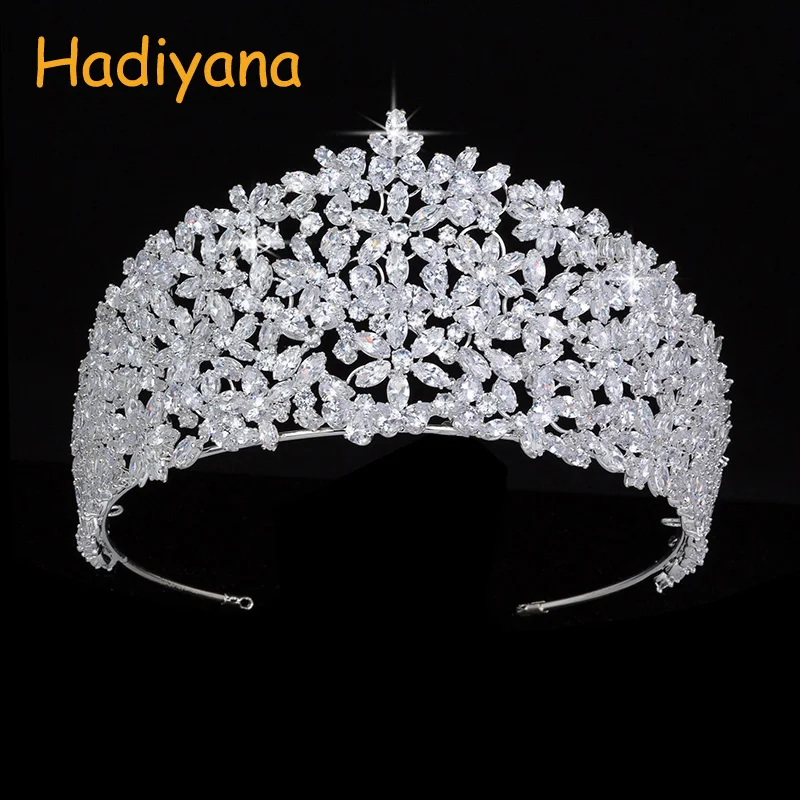Корона HADIYANA в форме Прекрасного Цветка дизайн для дам сверкающие свадебные
