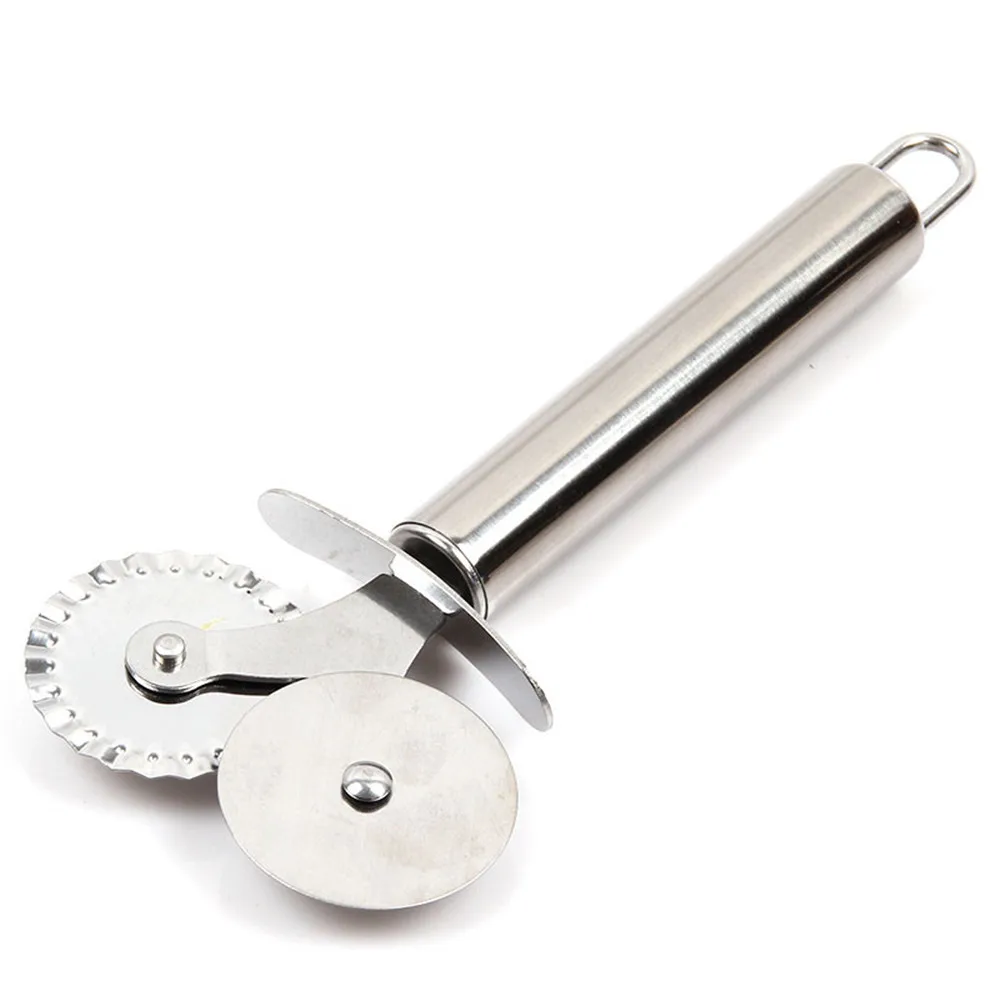 1 pc Stainless Steel Double Roll Pizza Cutter Round Shape Wheels Cutters Cake Bread Knife Tools Kitchen | Дом и сад