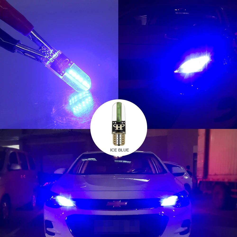 Синий DXZ 1X w5w 12v T10 светодиодный светильник canbus для салона автомобиля, силикагель COB 194 168 клинообразный зазор, указатель поворота, светильник для чтения, светло-голубой цвет - Испускаемый цвет: Синий