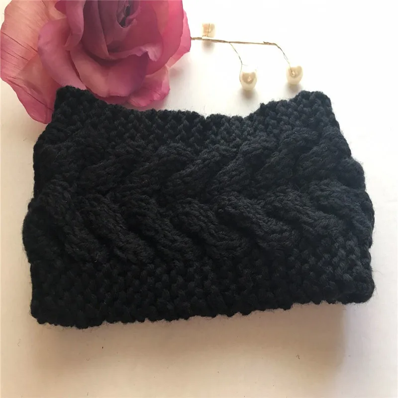 Women's Knitted Ear Warmer Flower Headband Crochet HairBand care accessories Turban Winter Hair Band Girl Clips |