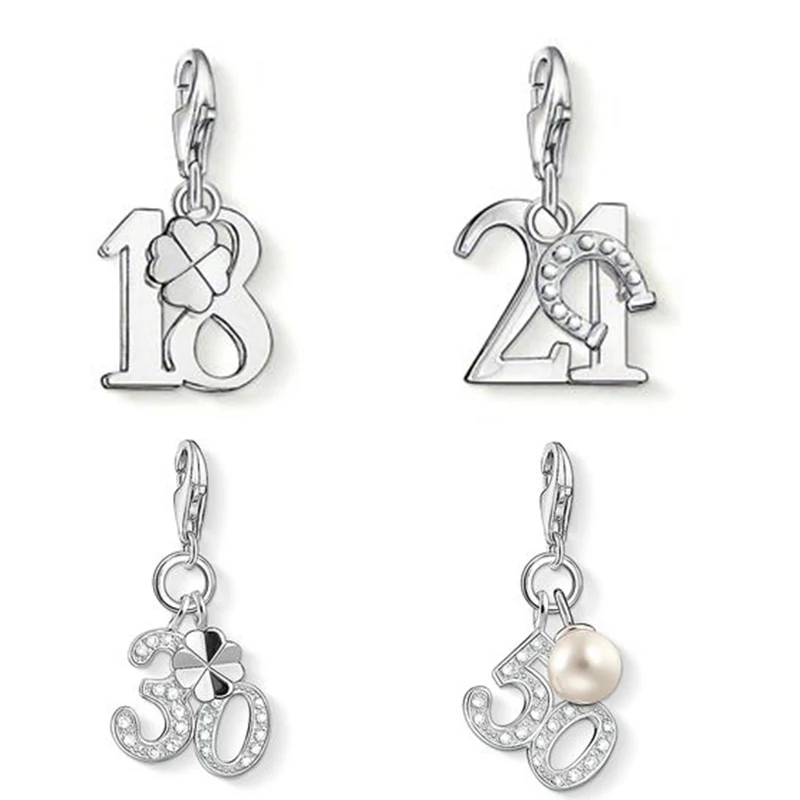 

DOYUBO New Design Women's Zinc Alloy DIY Numbers Charms With 18/ 21 / 30 / 50 Shape Cubic Zircon & Enamel Pendants Charms 1454