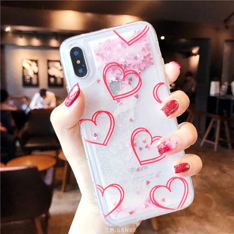 Любовь блеск быстрый песок чехол для телефона iPhone 6 6S Лидер продаж Пластик