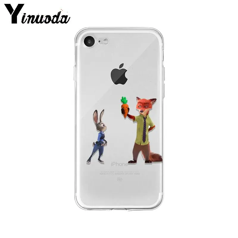 Yinuoda Zootopia Zootropolis мультфильм лиса кролик чехол для телефона для Apple iPhone 8 7 6 6S Plus X XS max 5 5S SE XR