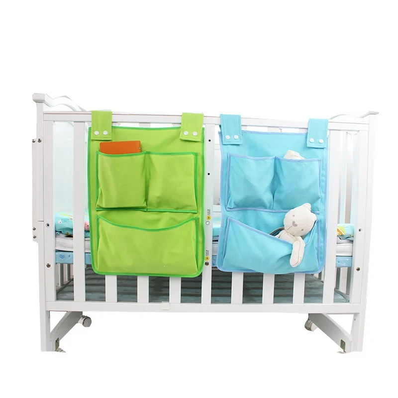 Newborn Bed Hanging Storage Bag Baby Cot Brand Cotton Crib Organizer 45*35cm Toy Diaper Pocket for Bedding Set | Мать и ребенок