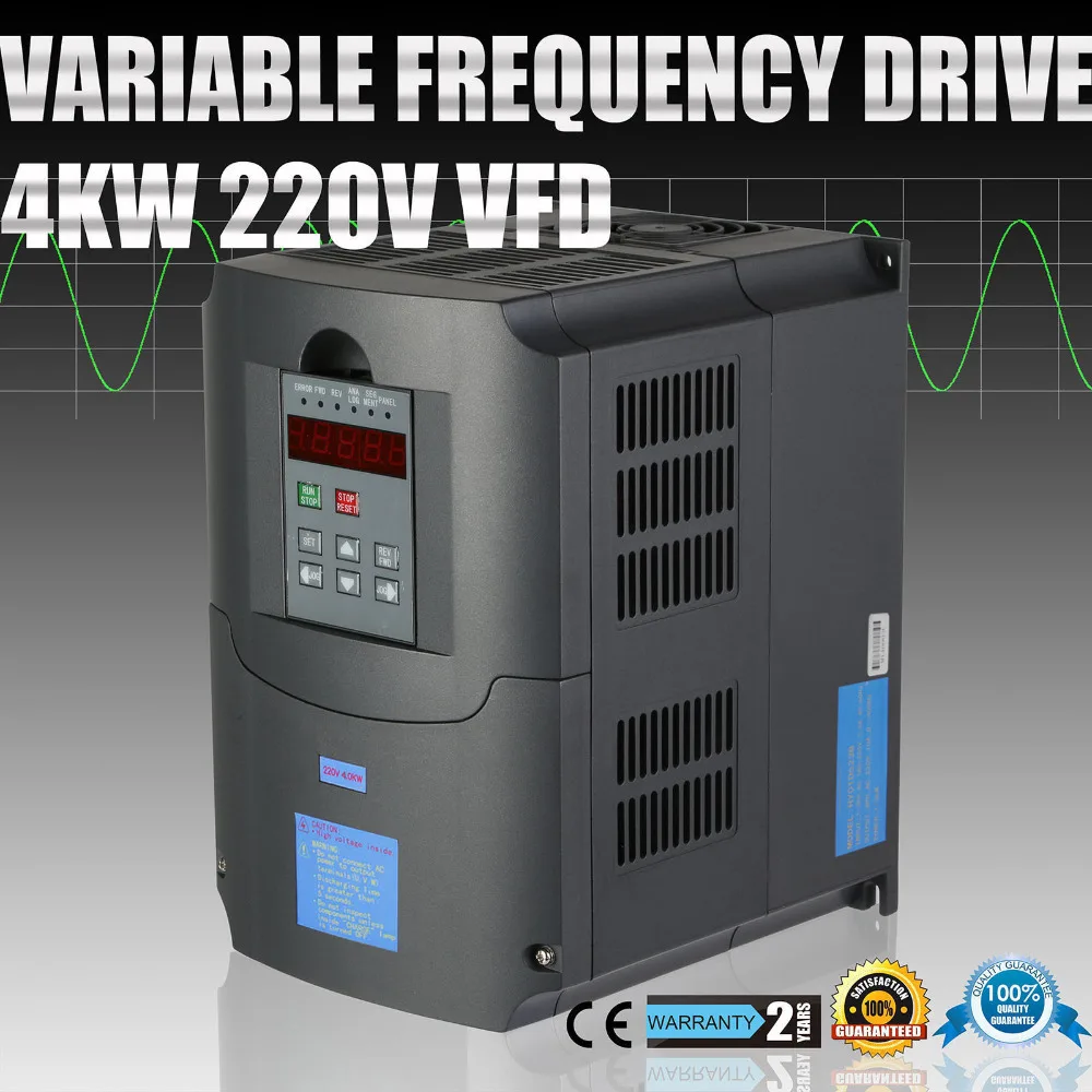 

VEVOR Factory VFD 5HP 4KW 220-250V Variable Frequency Drive Inverter