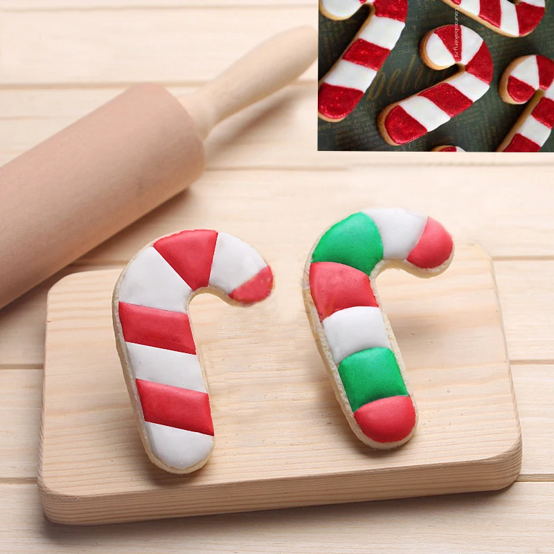 Christmas Candy Cane Cookies Stencils Pancake Biscuit Cutter Helper Coffee Draw Mold Fondant Patisserie Kitchen Baking Tools |