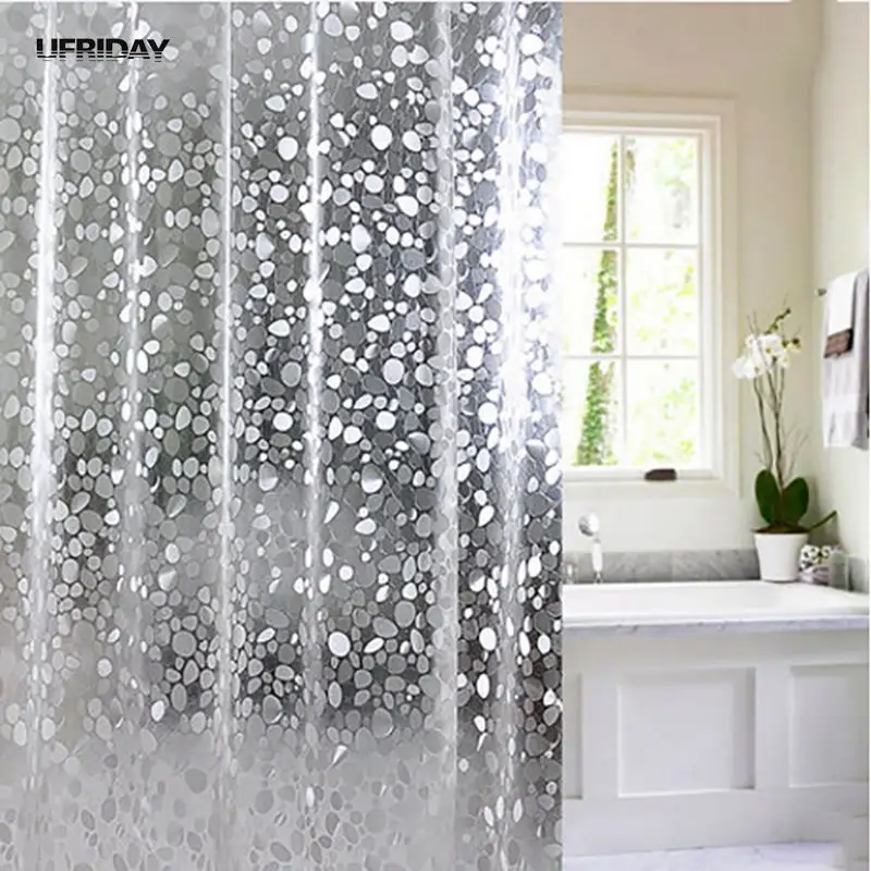 

UFRIDAY Brand Transparent EVA Shower Curtain 3D Stone Pattern Waterproof Bath Curtains for Curtains Bathroom Bling Bath Screens