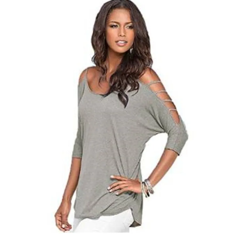 Весенне-летняя Европейская Сексуальная футболка с круглым вырезом без бретелек