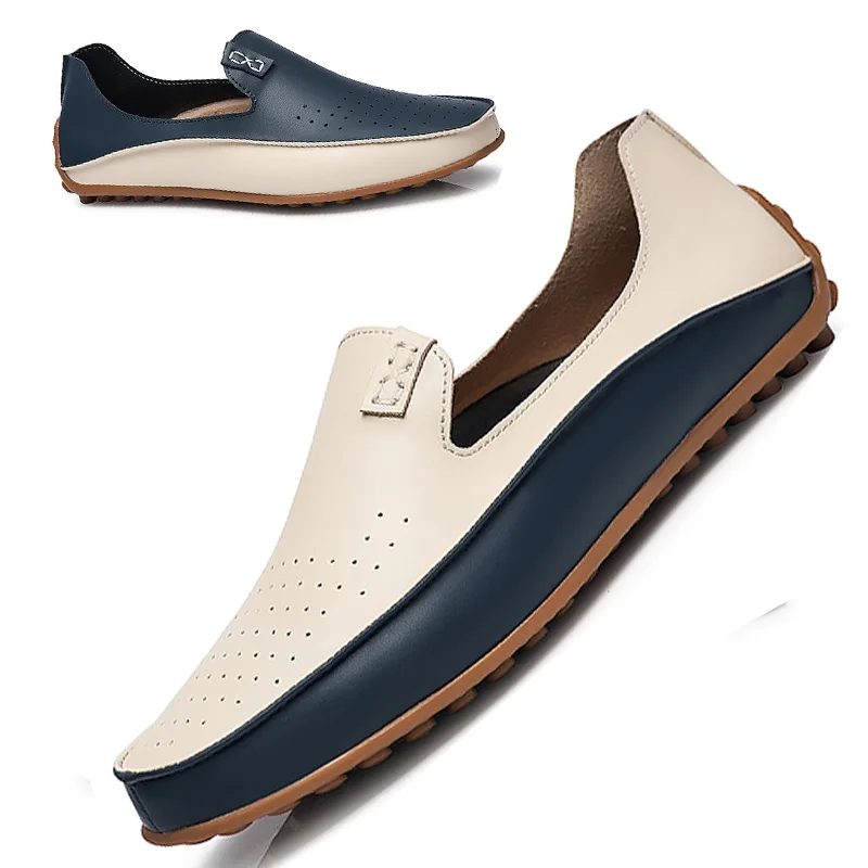

2020 Men shoes Casual Shoes Men's Flats Soft Breathable lightweight Big Size 36 To 47 leather Driving Shoes Loafers For Men