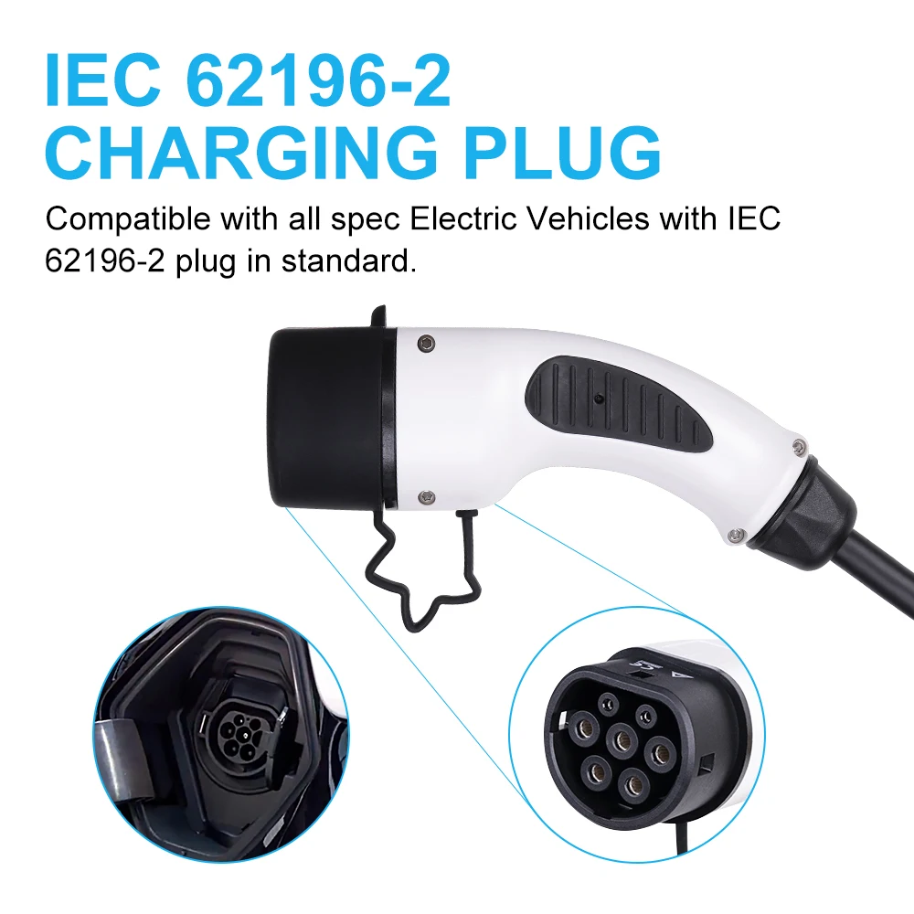 Портативный зарядный кабель EVSE 16A Schuko Универсальный IEC 62196-2 типа 2 для автомобиля 6