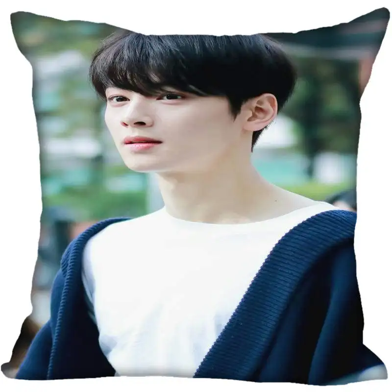 15 Вентилятор Xi, хит, на заказ, KPOP Astro Cha EunWoo, принтованная шелковая квадратная наволочка, для дома, декоративная, на молнии, атласная наволочка(одна сторона - Цвет: 15