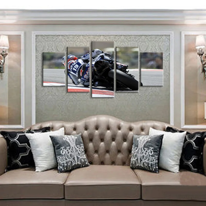 5 шт. Высокое разрешение принт мотоцикл Холст Картина маслом постер и настенное