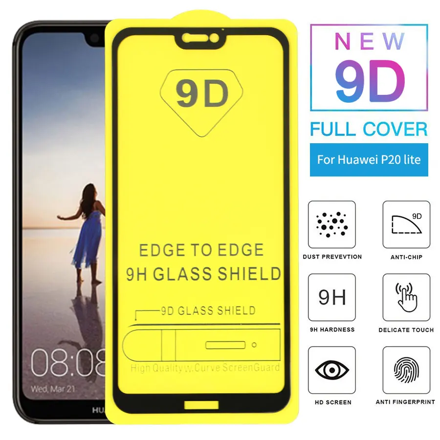 KLOVRRD 9D полное покрытие из закаленного стекла для huawei P20 Lite Полное клея Защитная