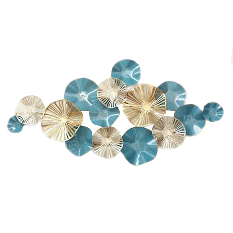 Luxury Modern Wrought Iron 3D Stereo Metal Lotus Leaf Mural Craft Wall Decoration Sofa Background Hanging Ornament Pattern | Дом и сад