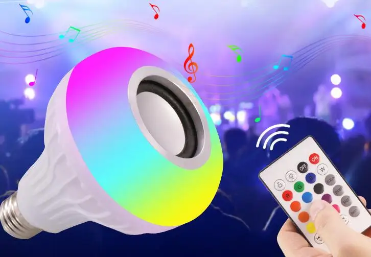 100 комплектов Смарт E27 RGB Bluetooth динамик Светодиодная лампа 12 Вт музыка игра