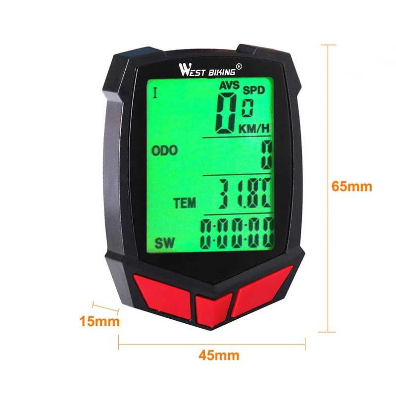 WEST BIKING Cycling Bike Backlight Computer 20 Functions MTB Speedometer Odometer Wired Wireless Bicycle Stopwatch | Спорт и