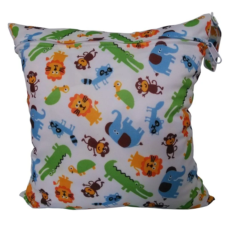

Baby Diaper Bags Printed Double Zippered Wet/Dry Bag Waterproof Wet Cloth Diaper Backpack Reusable Diaper Cover WetBag