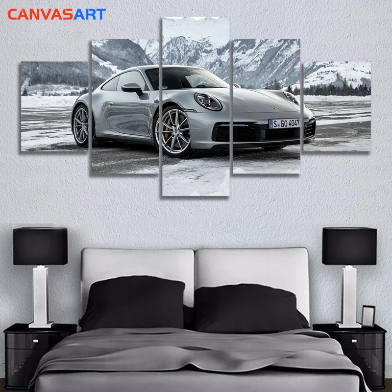 Холст искусство 5 шт. HD фотографии роскошный спортивный автомобиль 911 Carrera 4S холст