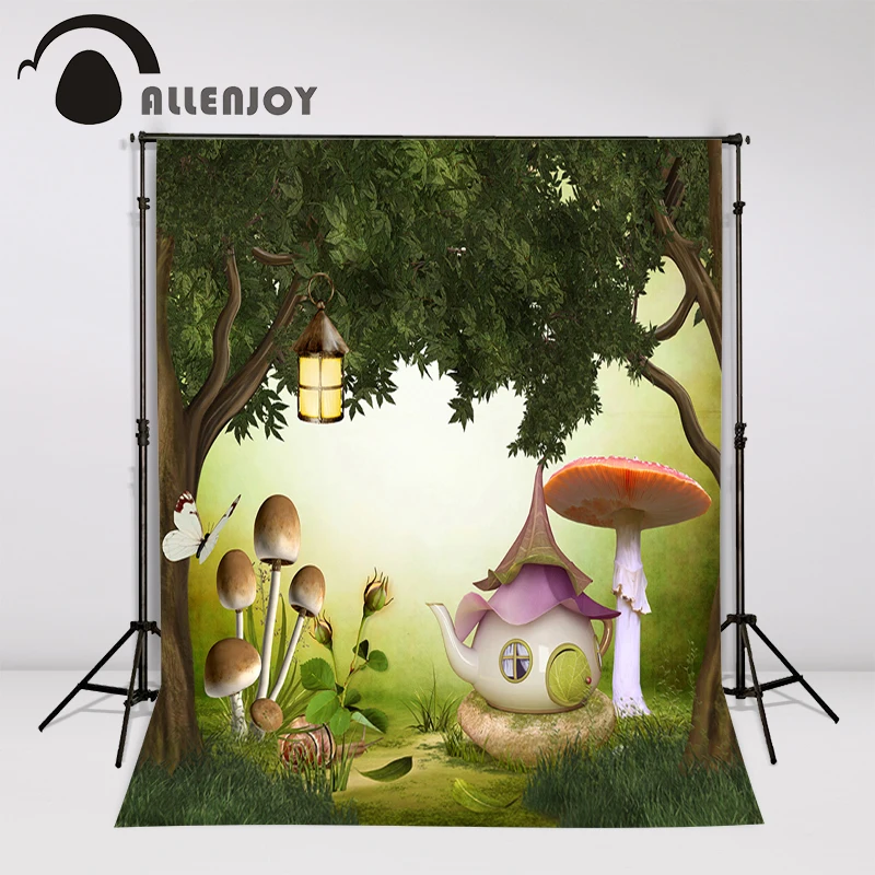 Allenjoy весенний фон для фотостудии чайник дом гриб Страна Чудес детский Фотофон