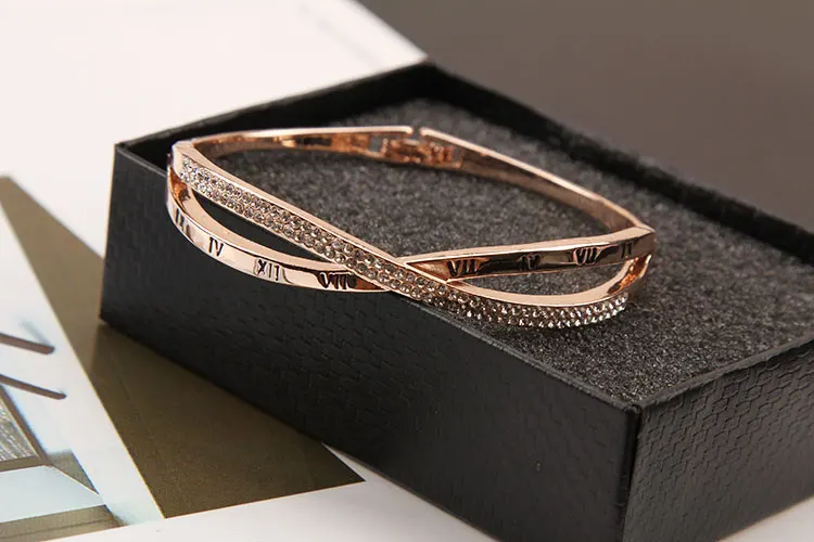 Forever Love Jewelry Cross crystal design Rose Gold Stainless Steel Bracelets &amp Bangles Woman's Heart Bracelet For Women | Украшения