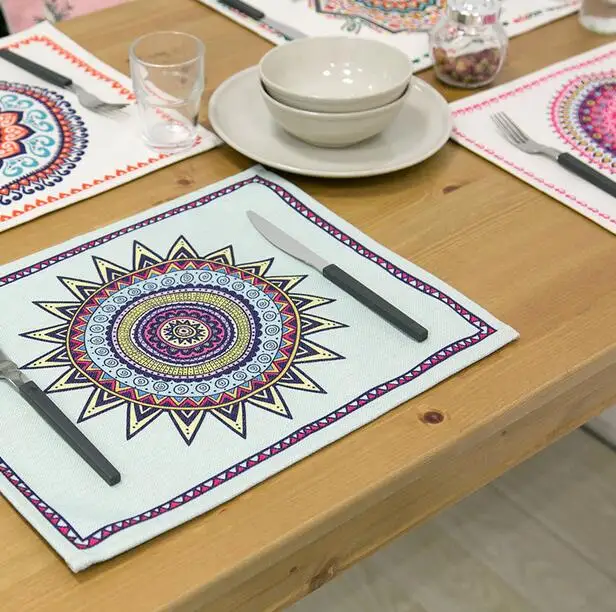 Классический хлопковый льняной художественный Западный изоляционный коврик для