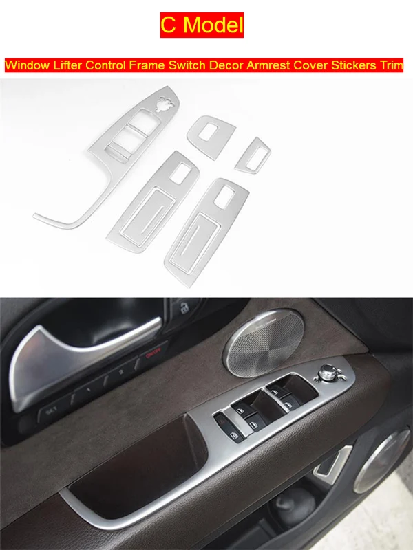 C Model Silver Автомобильный стиль, внутренние кнопки, декоративная панель, накладка, наклейка, рамка для Audi Q7, нержавеющая сталь, интерьер, авто аксессуары, LHD - Название цвета: C Model Silver