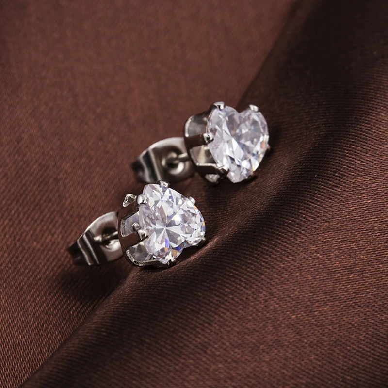 SOHOT стильные популярные циркониевые серьги-гвоздики в форме сердца Женские